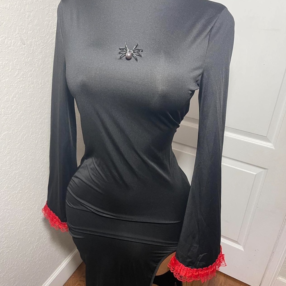 Black Gothic Dress with Red Trim M
